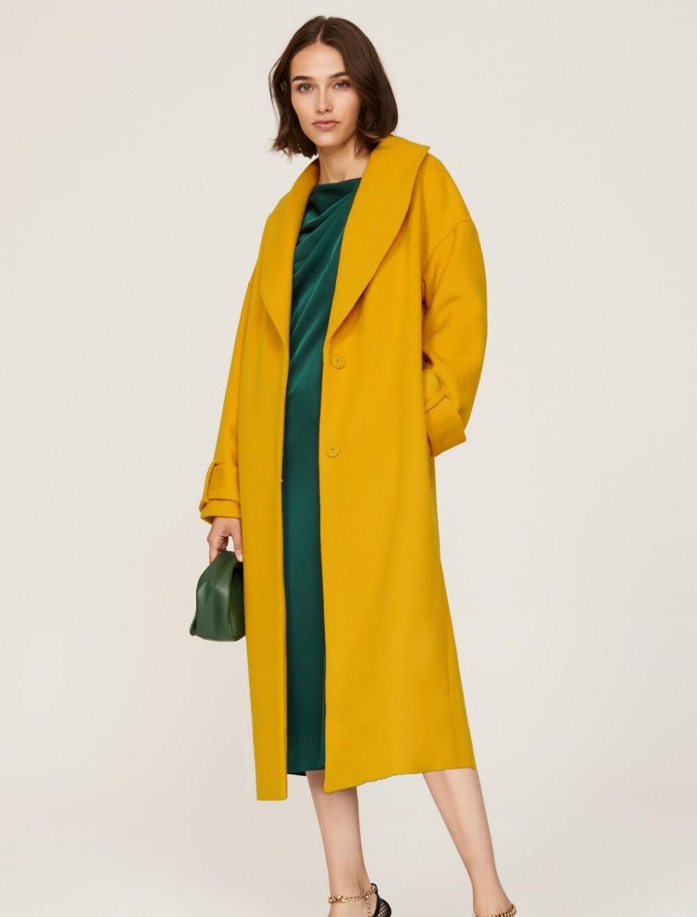 Marina Moscone Collective Wool Blend Yellow Coat